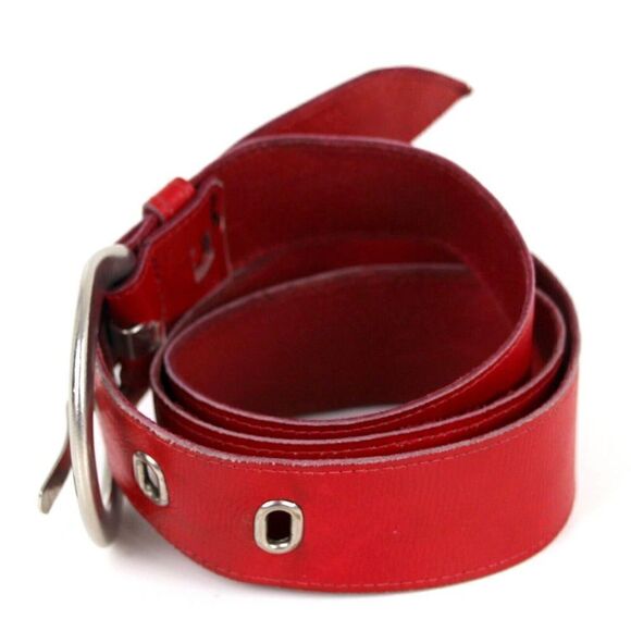 VINTAGE RED GENUINE LEATHER 1 1/8"Wd SOFT CASUAL DRESS WOMEN'S BELT Sz XS/S (B96 - Picture 2 of 11